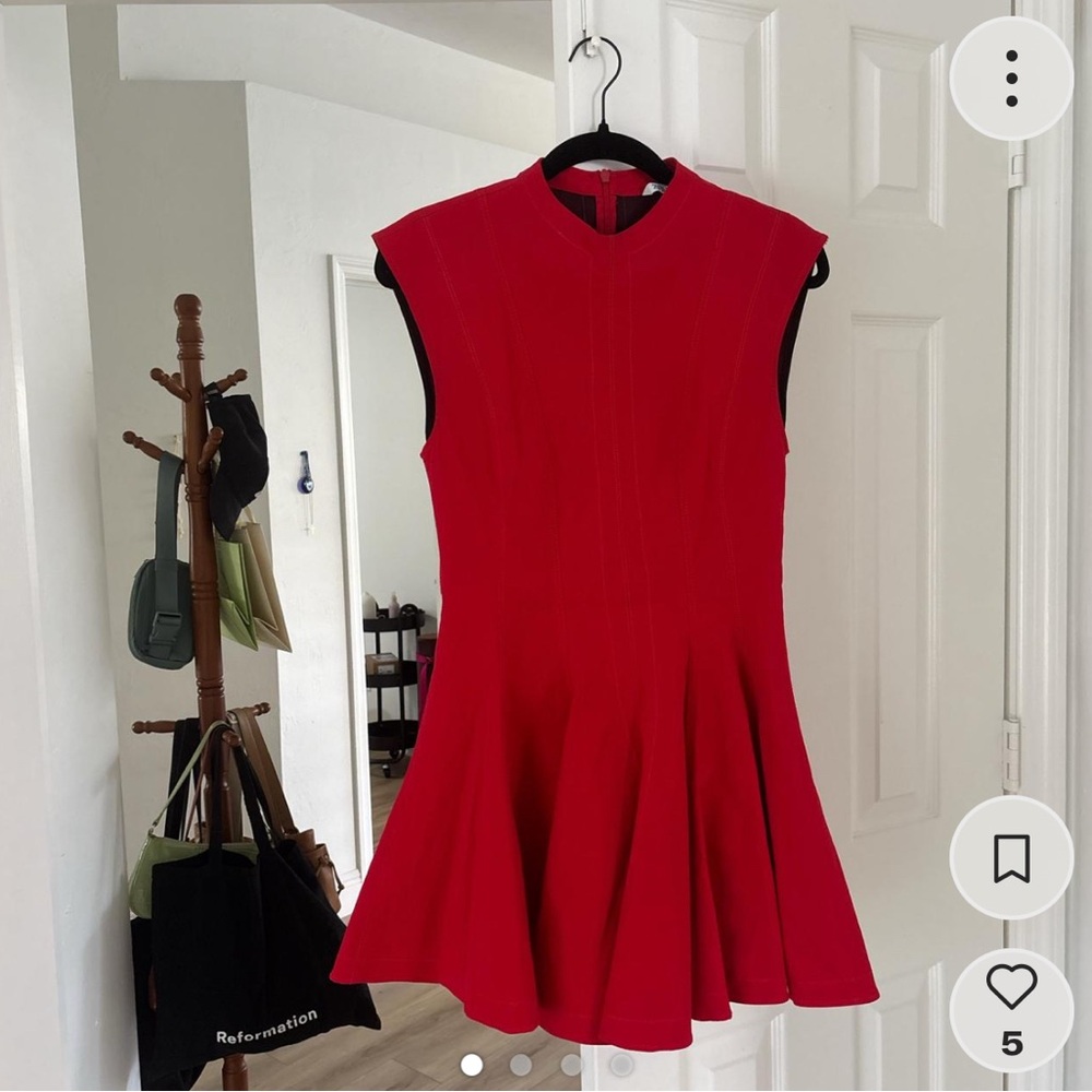 zara godet red mini dress